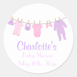 Kleine Kleidung Pink & Lila Baby Duschkleber Runder Aufkleber