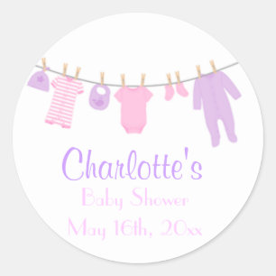 Kleine Kleidung Pink & Lila Baby Duschkleber Runder Aufkleber