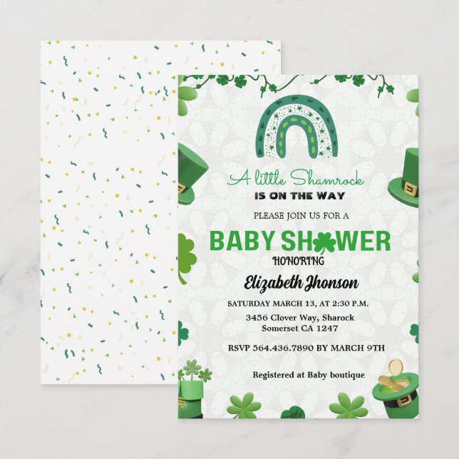 Kleine kleine Babydusche mit Kleeblatt (Vorne/Hinten)