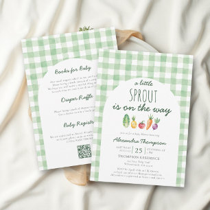 Kleine Knospe Aquarell Alles-in-Einem-Baby-Party Einladung
