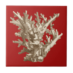 Kleine Koralle im Rot Fliese