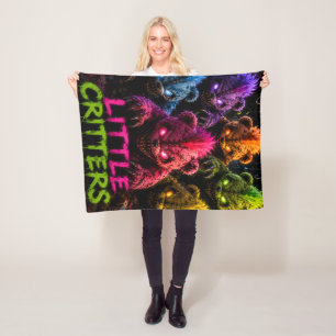 Kleine Kreaturen Neon-Monster-Gruppenporträt-Wurfd Fleecedecke
