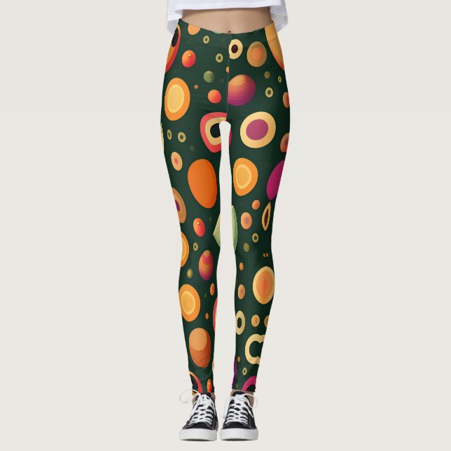 Kleine Kreise Gelbes geometrisches Muster Leggings (Vorderseite)