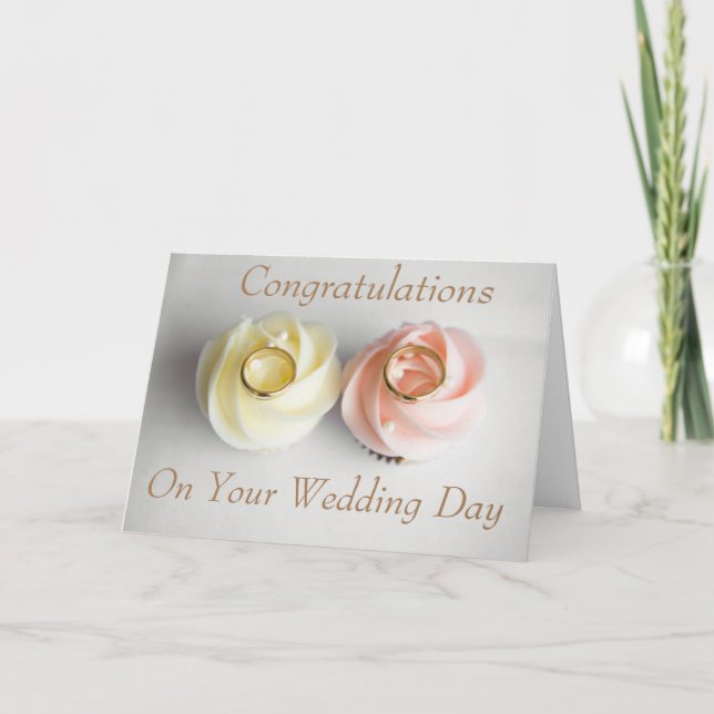 KLEINE KUCHEN UND RINGE, DIE GLÜCKWÜNSCHE WEDDING KARTE (Vorderseite)