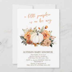 Kleine Kürbis-Aquarell-Blumen-Mädchen-Baby-Party Einladung
