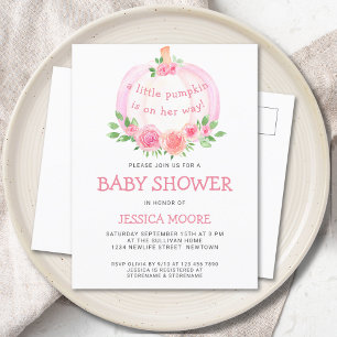 Kleine Kürbis auf ihren Weg Babydusche Einladungspostkarte