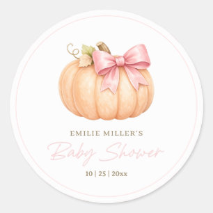 Kleine Kürbis-Baby-Party Herbst Rosa Kürbis-Schlei Runder Aufkleber