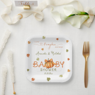 Kleine Kürbis-Baby-Party Herbstblätter Pappteller