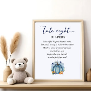 Kleine Kürbis-Baby-Party-Spiel Späte Nacht Windeln Poster