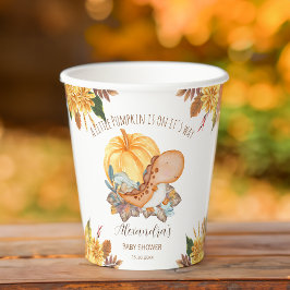 Kleine Kürbis-Dinosaurier-Herbstdusche Pappbecher