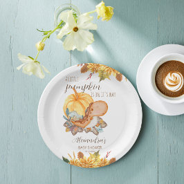 Kleine Kürbis-Dinosaurier-Herbstdusche Pappteller