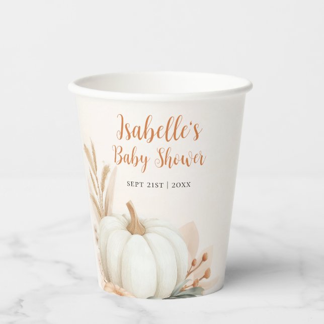 Kleine Kürbis Fall Babydusche Dekoration Pappbecher (Vorderseite)