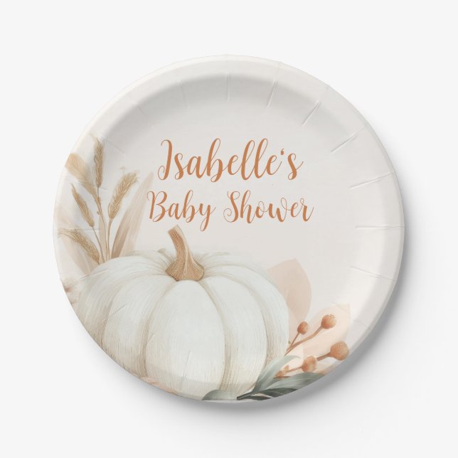 Kleine Kürbis Fall Babydusche Dekoration Pappteller (Vorderseite)