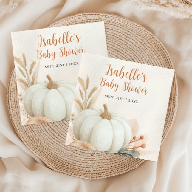 Kleine Kürbis Fall Babydusche Dekoration Serviette (Little Pumpkin Fall Baby Shower Table Decor Napkins)