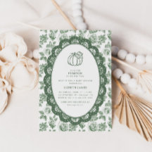 Kleine Kürbis-Grün-Toile-Baby-Shower-Einladung