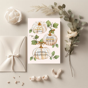 Kleine Kürbis-Herbst-Aquarell-Blumen-Baby-Party Einladung