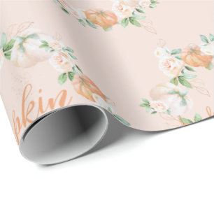 Kleine Kürbis-Herbst-Aquarell-Gold-Babyshower Geschenkpapier