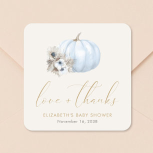 Kleine Kürbis Herbst Baby Boy Shower Danke Quadratischer Aufkleber