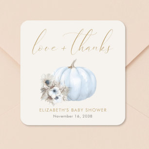 Kleine Kürbis Herbst Baby Jungen Shower Dankeschön Quadratischer Aufkleber