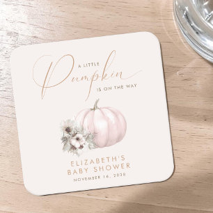 Kleine Kürbis Herbst Baby Mädchen Shower Rechteckiger Pappuntersetzer
