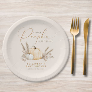 Kleine Kürbis-Herbst-Baby-Party Pappteller