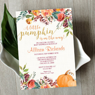 Kleine Kürbis-Herbst-Babyparty geschlechtsneutral Einladung