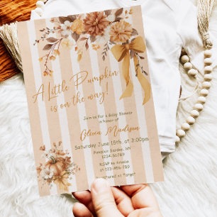 Kleine Kürbis-Herbst-Blumen-Baby-Party-Einladung Einladung