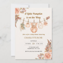 Kleine Kürbis Herbst Boho Floral Babyshower-Einlad