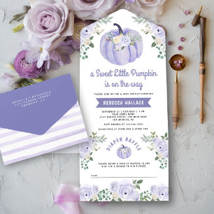 Kleine Kürbis-Lavendel-Rosen-Baby-Party All In One Einladung