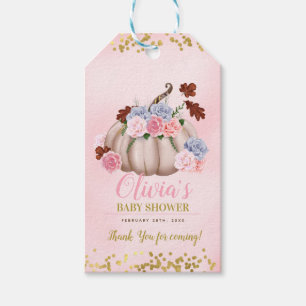 Kleine Kürbis-Mädchen-mit BlumenBabyparty danken Geschenkanhänger