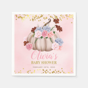 Kleine Kürbis-Mädchen-mit BlumenBabyparty Serviette