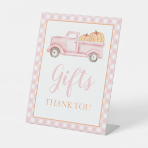 Kleine Kürbis-Pastell-Rosa-LKW-Geschenke Sockelschild
