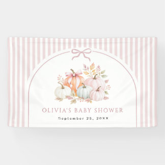 Kleine Kürbis-Rosa-Schleife-Baby-Party Banner