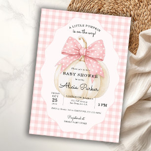Kleine Kürbis rosa Schleife Kokette Mädchen Baby S Einladung