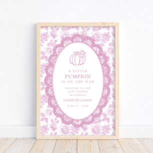 Kleine Kürbis-Rosa-Toile-Baby-Party Poster