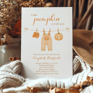 Kleine Kürbis-Wäscheleine Herbst-Baby-Party Einladung