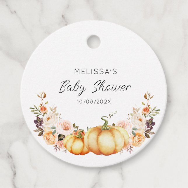 kleine Kürbisbaby-Dusche Geschenkanhänger (Vorderseite)