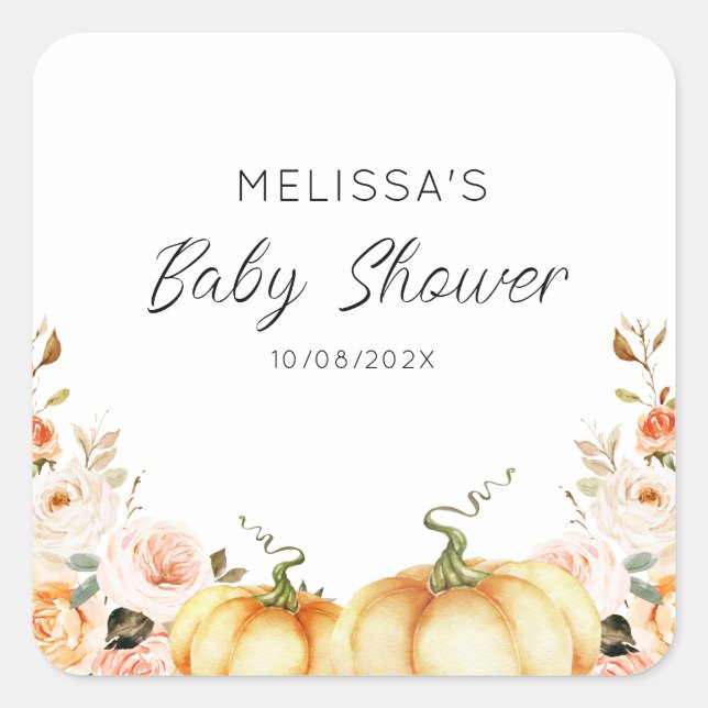 kleine Kürbisbaby-Dusche Quadratischer Aufkleber (Vorderseite)