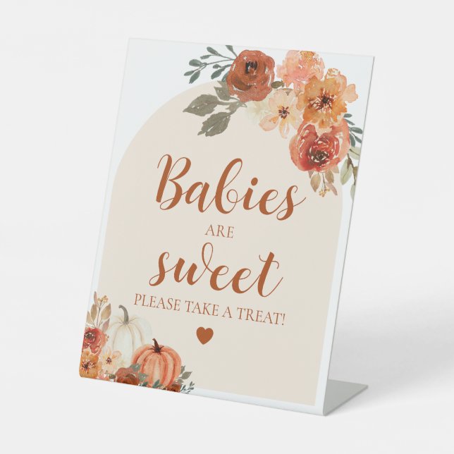 Kleine Kürbisbabys sind eine süße Babydusche Sockelschild (Vorderseite)