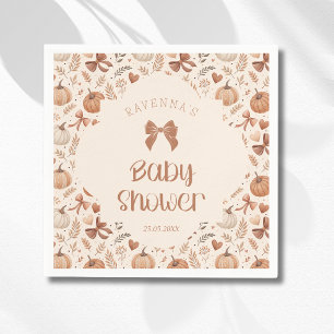 Kleine Kürbisblätter Herbst-Schleife Baby Shower Serviette