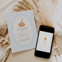 Kleine Kürbisblaue Jungen-Baby-Shower-Einladung