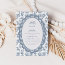 Kleine Kürbisblaue Toile-Baby-Shower-Einladung