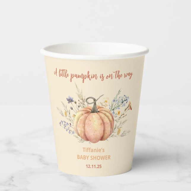 Kleine Kürbisbrunnendusche Pappbecher (Vorderseite)