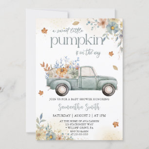 Kleine Kürbisgrün LKW Herbstdusche Einladung