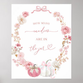 Kleine Kürbiskarte und Geschenke aus Weiß und Rosa Poster