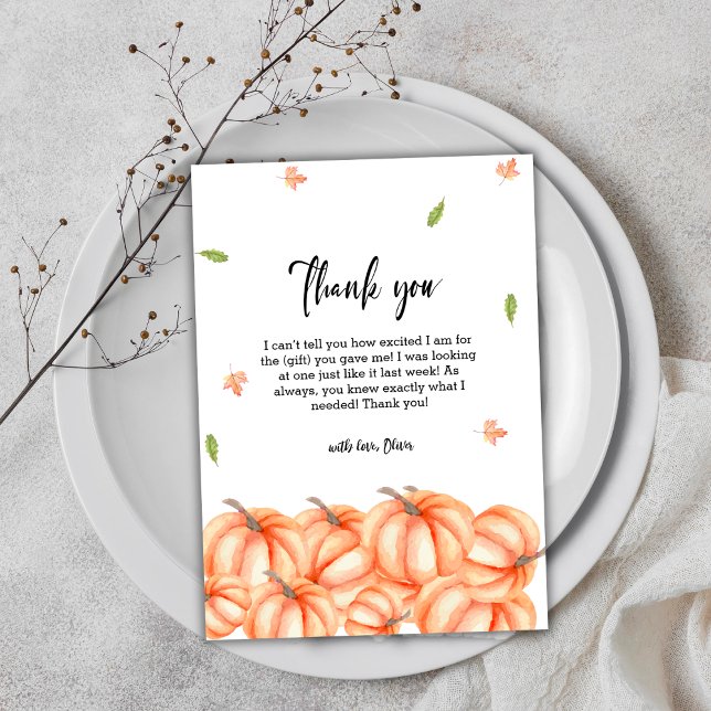 Kleine Kürbiskreide Halloween-Herbstdusche Dankeskarte (Simple Little Pumpkin Halloween Fall Baby Shower Thank You Card)