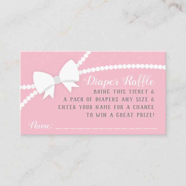 Kleine Lady-Windeln-Raffle-Ticket, Rosa, Grau Begleitkarte (Vorderseite)