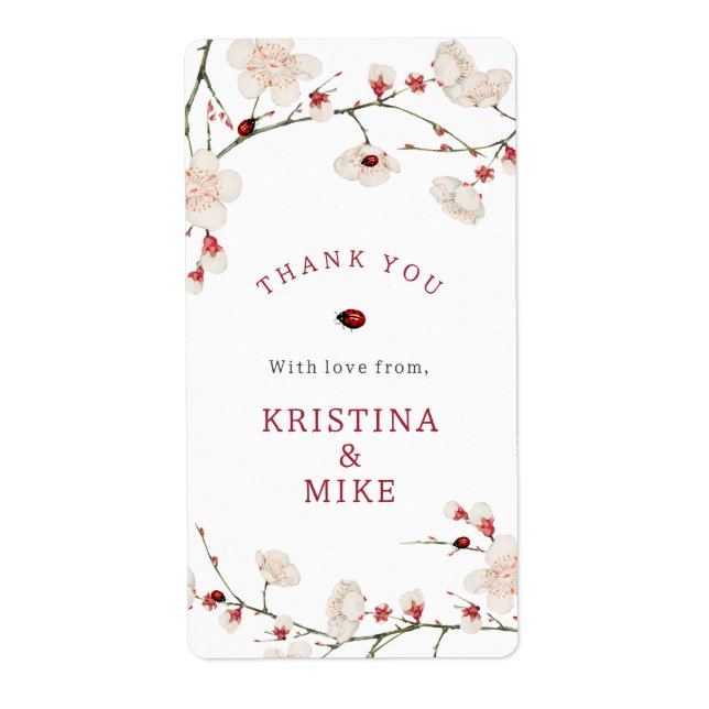 Kleine Ladybug Babydusche Danke Sticker (Vorne)