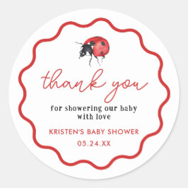 Kleine Ladybug Babydusche Vielen Dank Runder Aufkleber
