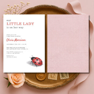 Kleine Ladybug-Gingham-Baby-Party Einladung